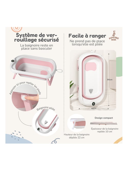 Baignoire bébé pliable - Thermomètre et coussin inclus | SUPERBE BEBE - Kiabi Baignoire bébé pliable - Thermomètre et coussin inclus | SUPERBE BEBE - Kiabi