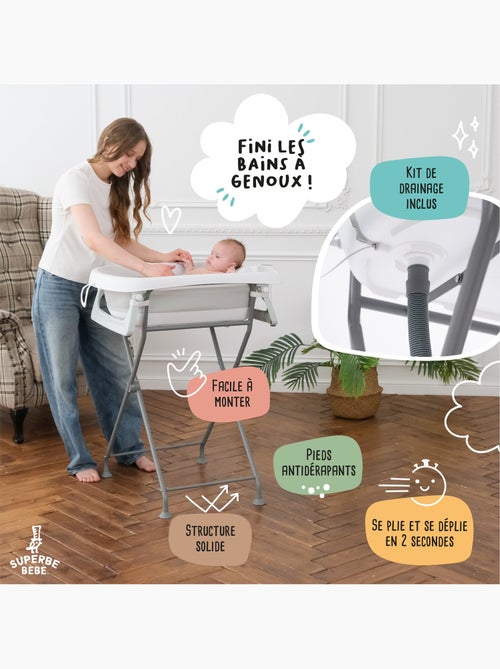Baignoire bébé pliable avec support - Kit complet | SUPERBE BEBE - Kiabi Baignoire bébé pliable avec support - Kit complet | SUPERBE BEBE - Kiabi