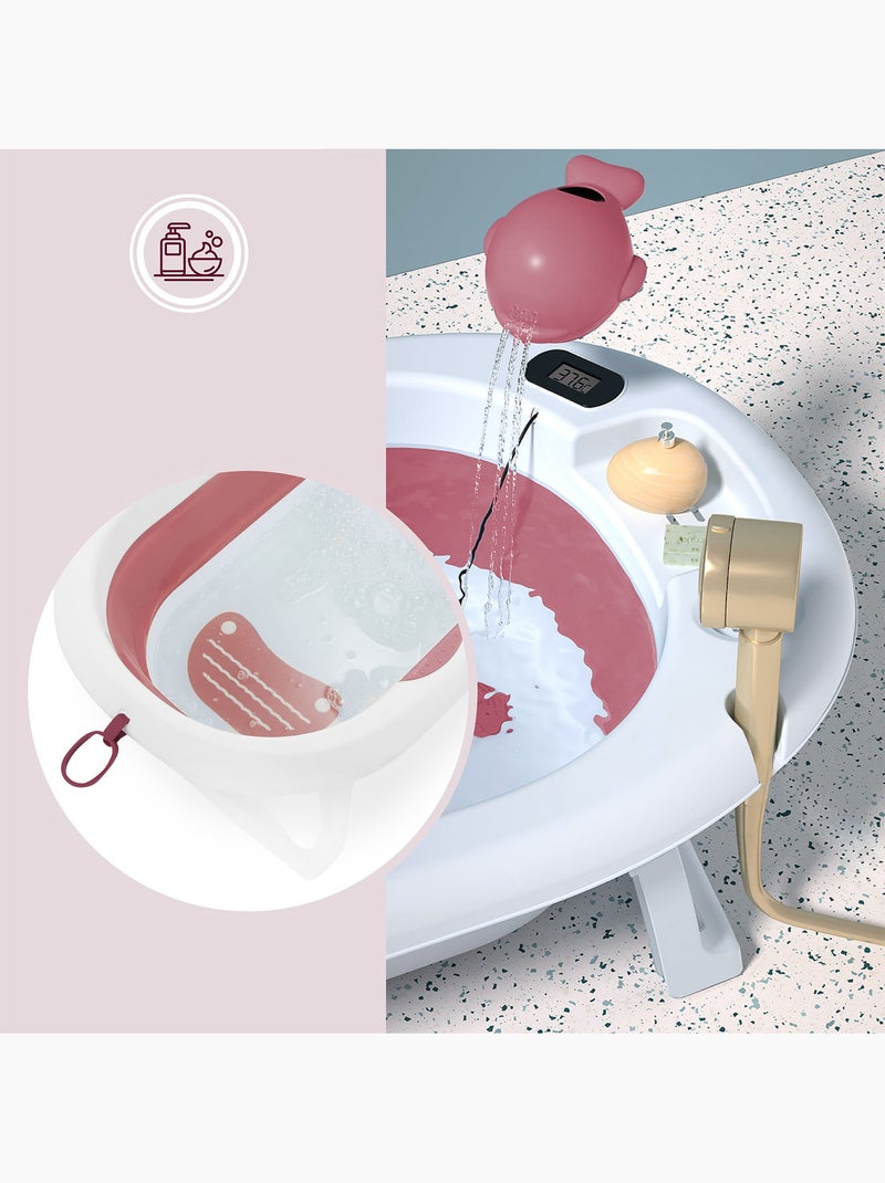 Baignoire bébé pliante, thermomètre lcd - coussin doux - support métallique Rose - Kiabi