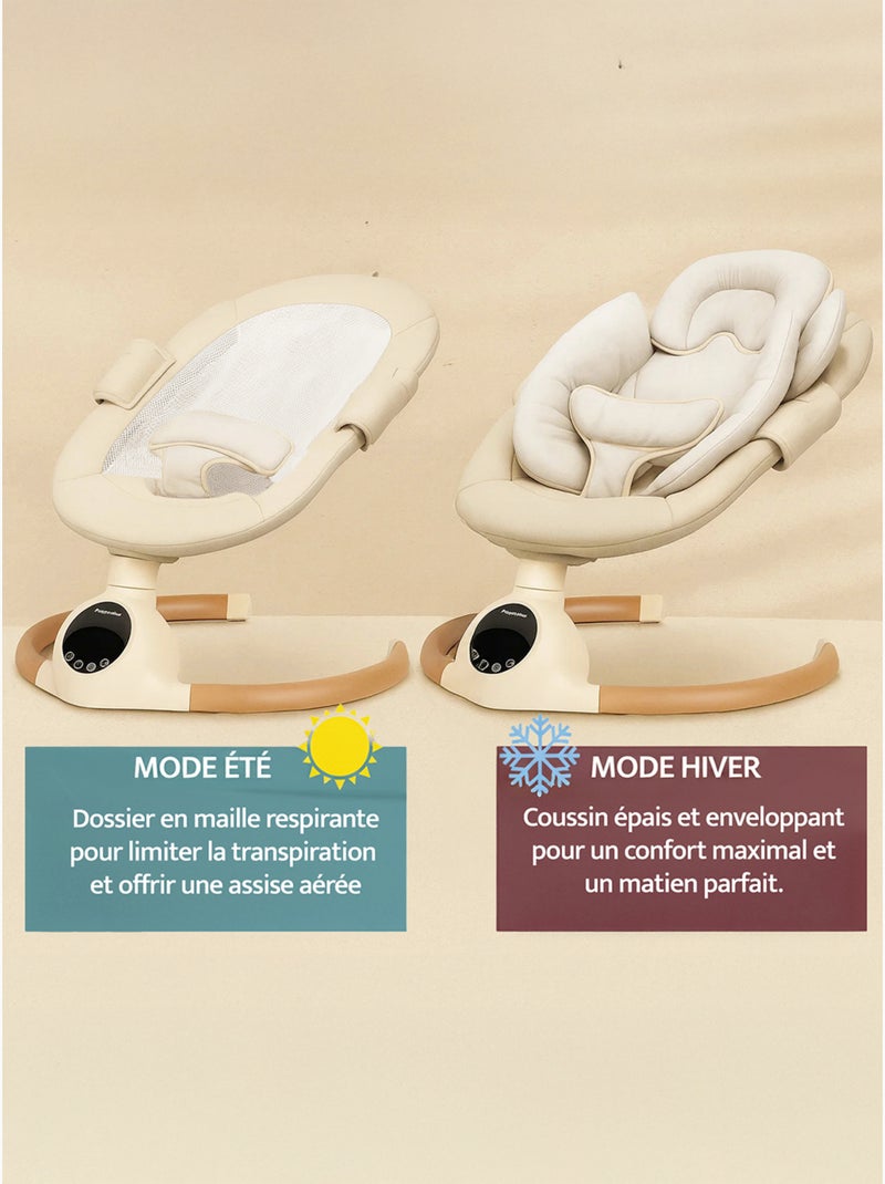 Balancelle bébé /transat électrique connécté ALPHA avec capote + moustiquaire Gris - Kiabi