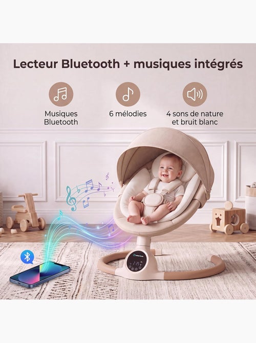 Balancelle bébé /transat électrique connécté ALPHA avec capote + moustiquaire - Kiabi Balancelle bébé /transat électrique connécté ALPHA avec capote + moustiquaire - Kiabi