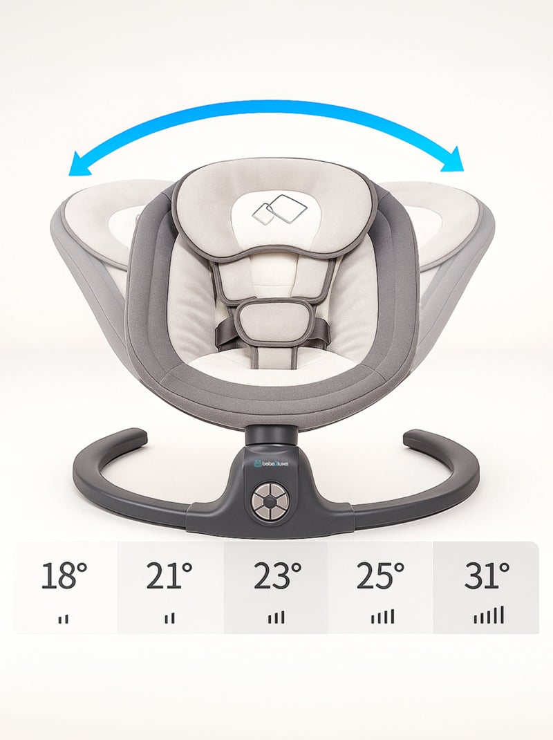 Balancelle bébé /transat électrique connécté AVA  avec capote + moustiquaire Gris - Kiabi