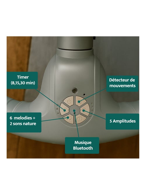 Balancelle bébé /transat électrique connécté AVA  avec capote + moustiquaire - Kiabi