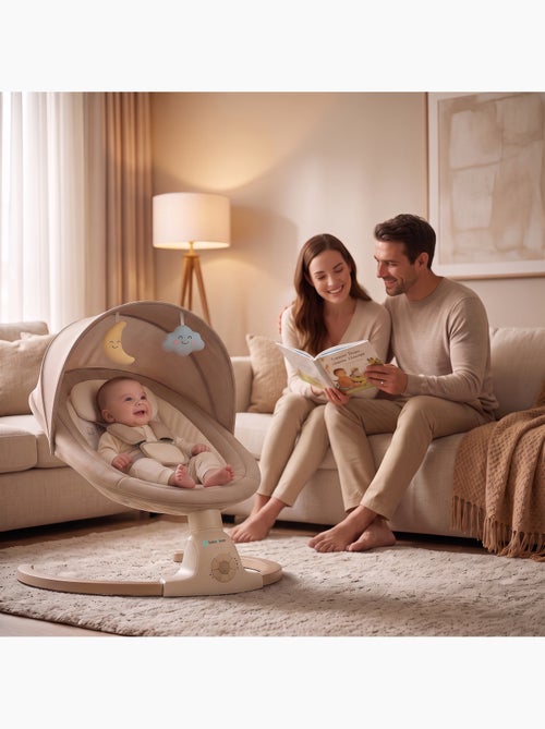 Balancelle bébé /transat électrique connéctée AVA avec capote + moustiquaire - Kiabi Balancelle bébé /transat électrique connéctée AVA avec capote + moustiquaire - Kiabi