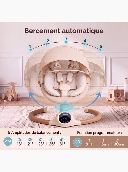 Balancelle électrique / transat bébé ALPHA Beige - Kiabi Balancelle électrique / transat bébé ALPHA Beige - Kiabi
