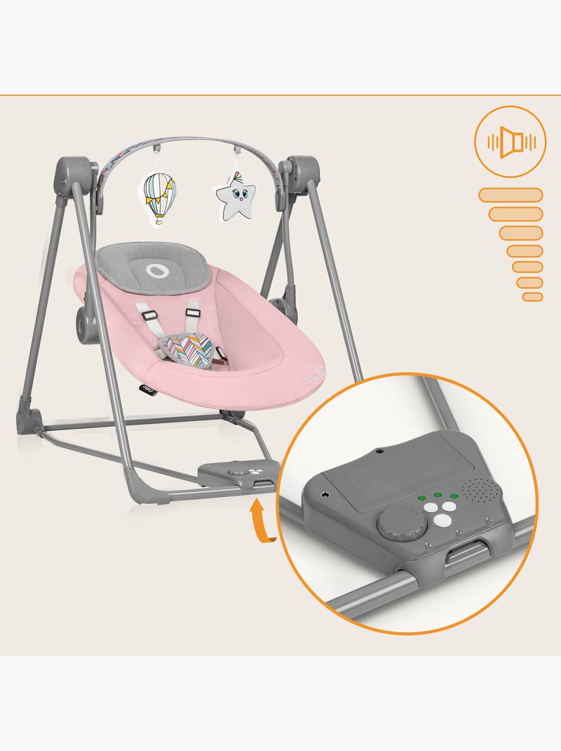Balancelle et transat LIONELO Otto - Sons nature - 5 vitesses de balancement - Pliage compact Rose - Kiabi