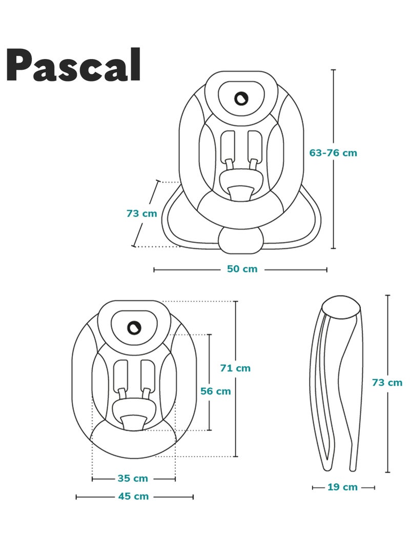 Balancelle Transat LIONELO Pascal - 12 mélodies - Vibrations - Pliage compact Gris Blanc - Kiabi