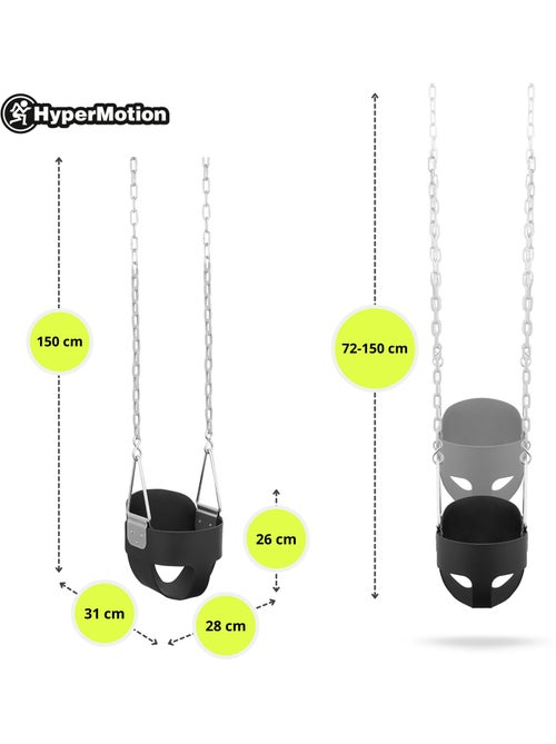 Balançoire baquet bébé hypermotion - assise eva confort & sécurité jardin 22kg - Kiabi