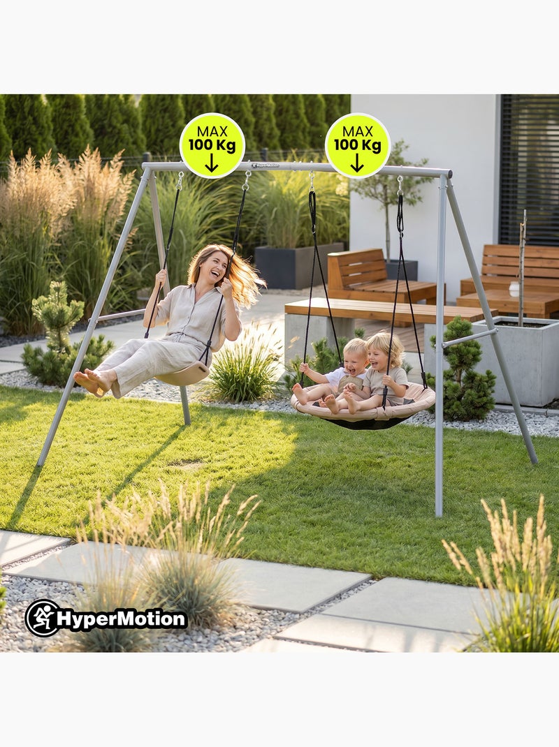Balançoire double hypermotion 2 en 1 avec nid-de-pie et siège enfant Beige - Kiabi