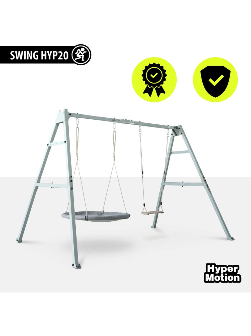 Balançoire hypermotion 4 en 1 avec hamac, balançoire et nid-de-pie Gris - Kiabi