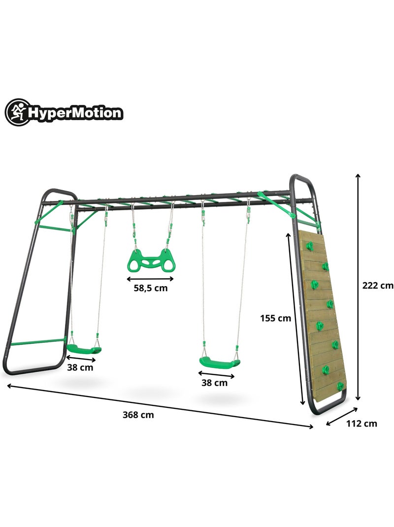 Balançoire xxxl hypermotion en acier avec trapèze et mur d'escalade Vert - Kiabi
