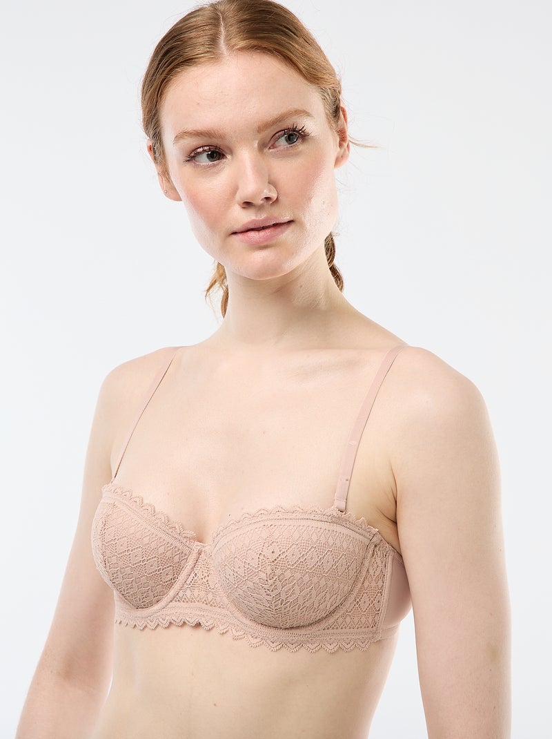 Balconettebeha van kant Rose - Kiabi
