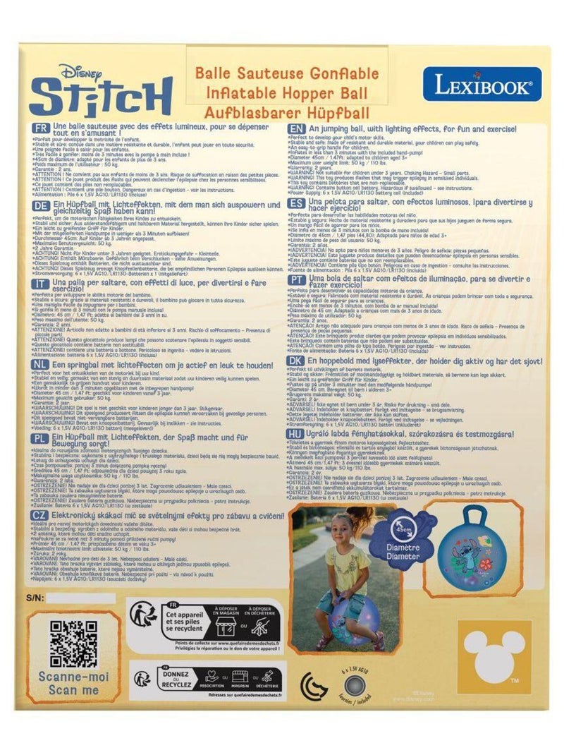 Balle sauteuse gonflable stitch 45cm Bleu - Kiabi