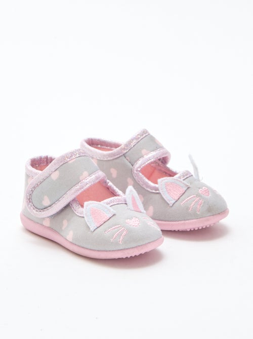 Ballerinapantoffels met klittenband - Kiabi