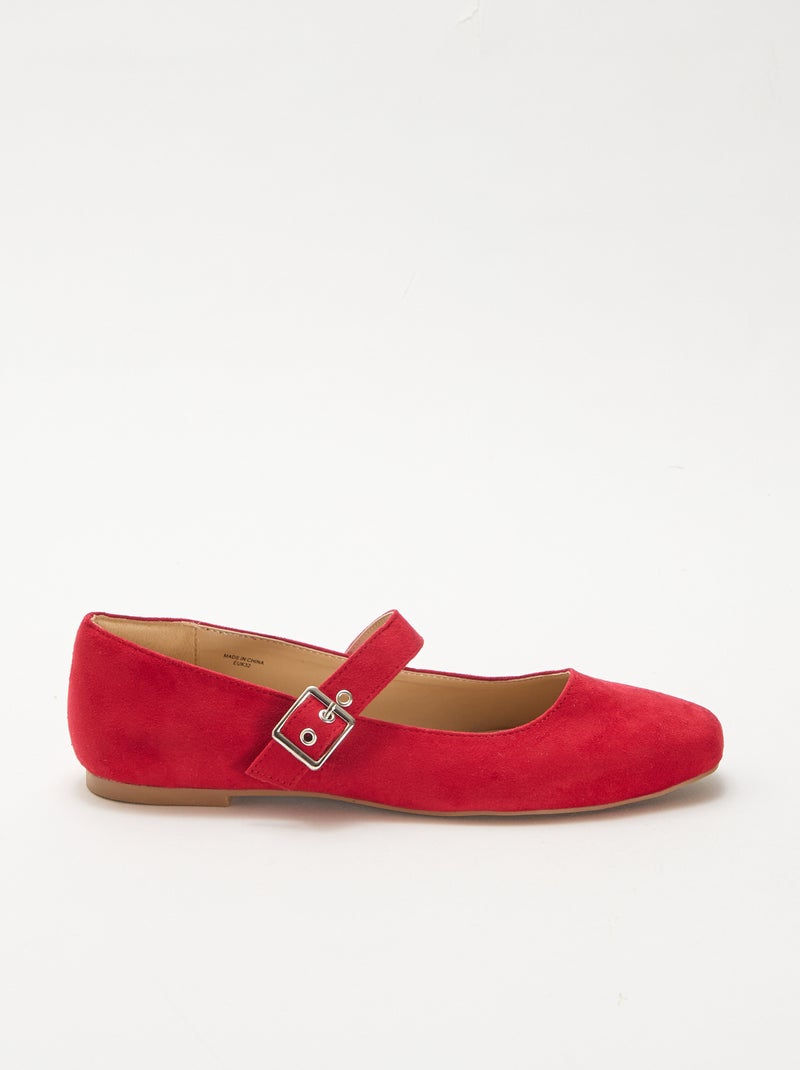 Ballerina's met bandjes en studeffect Rood - Kiabi