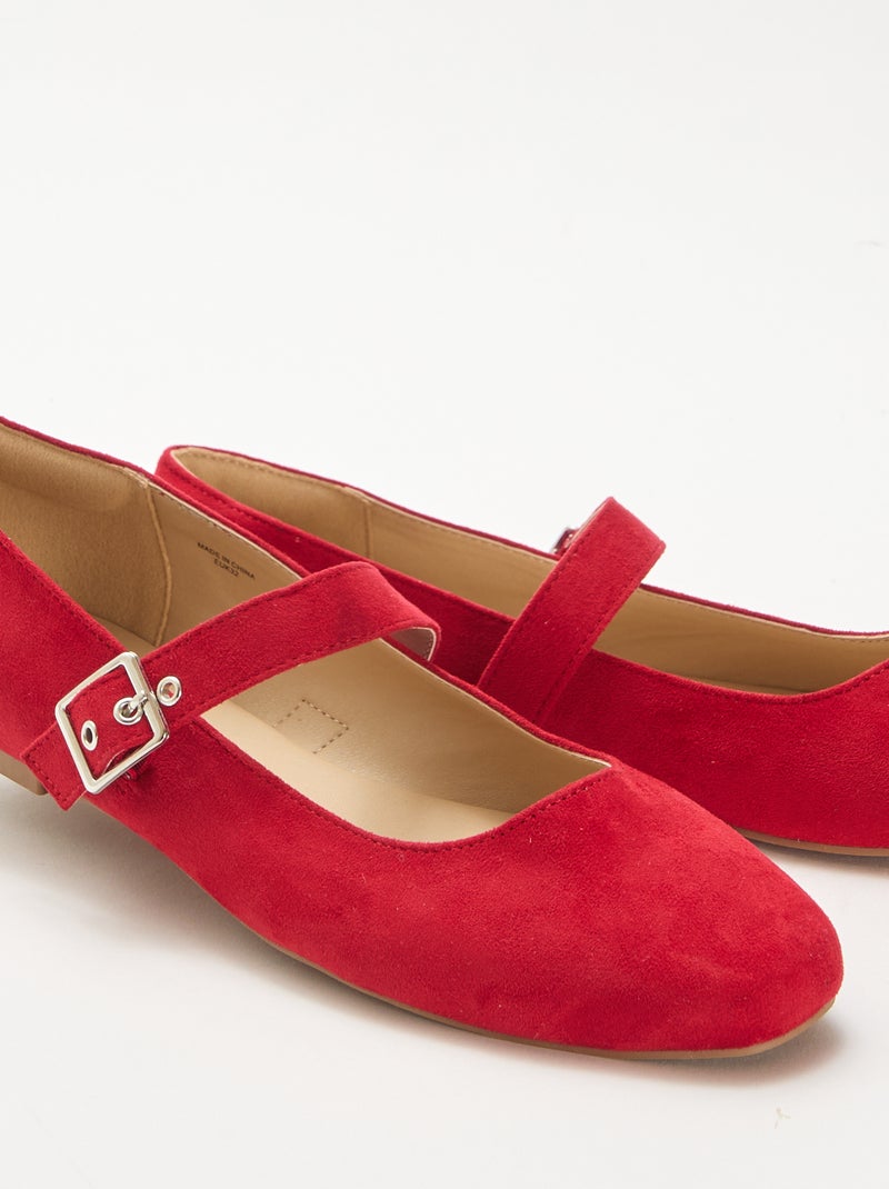 Ballerina's met bandjes en studeffect Rood - Kiabi
