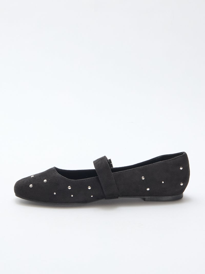 Ballerina's met bandjes en studeffect Zwart - Kiabi