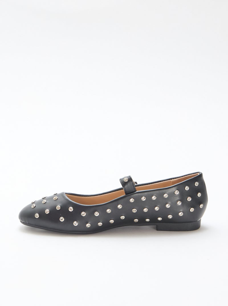 Ballerina's van suedine met studs Zwart - Kiabi