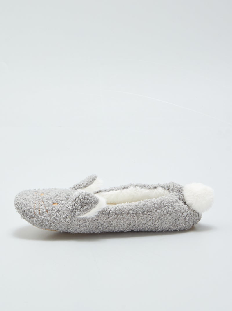Ballerinaslofjes 'konijn' GRIJS - Kiabi