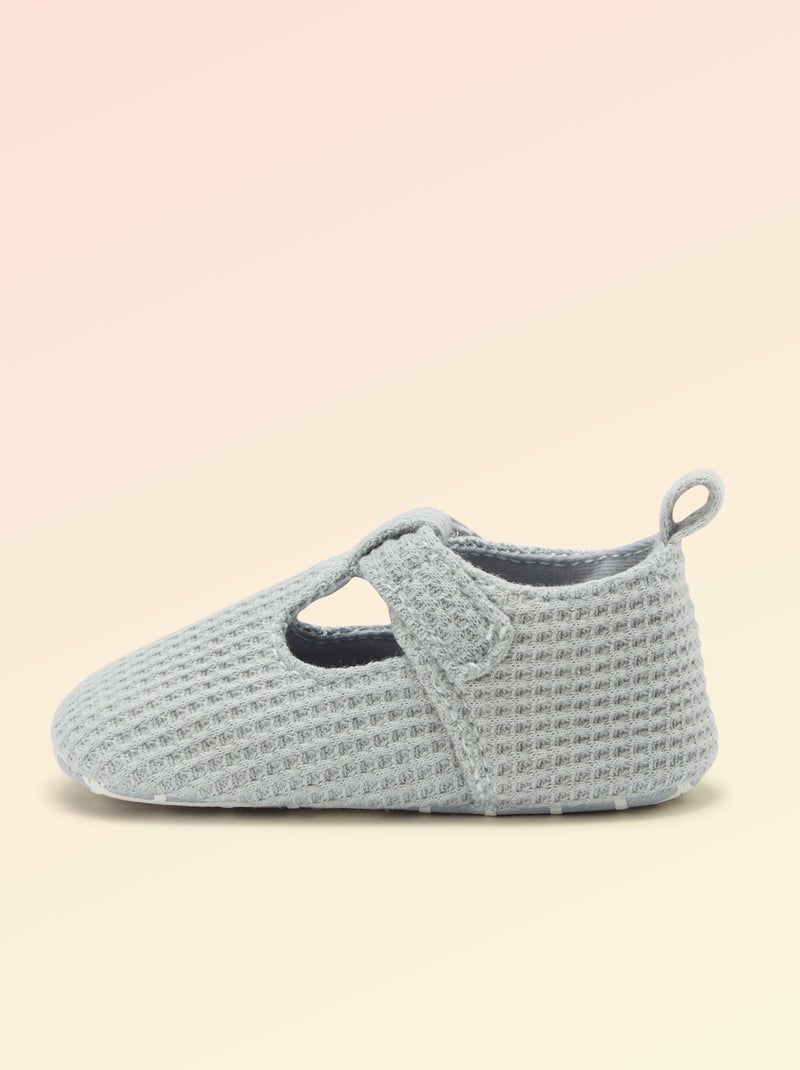 Ballerine 'Kitchoun' détaillé en coton Bleu - Kiabi