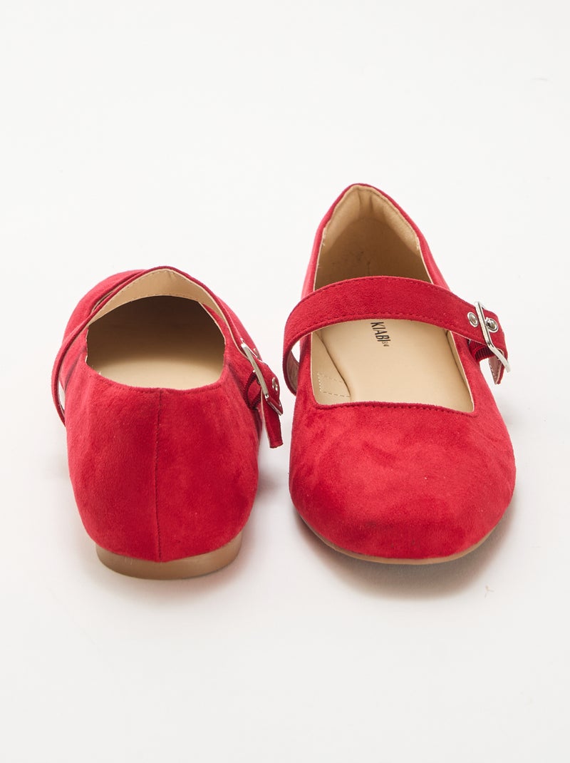 Ballerines à brides effet clou Rouge - Kiabi