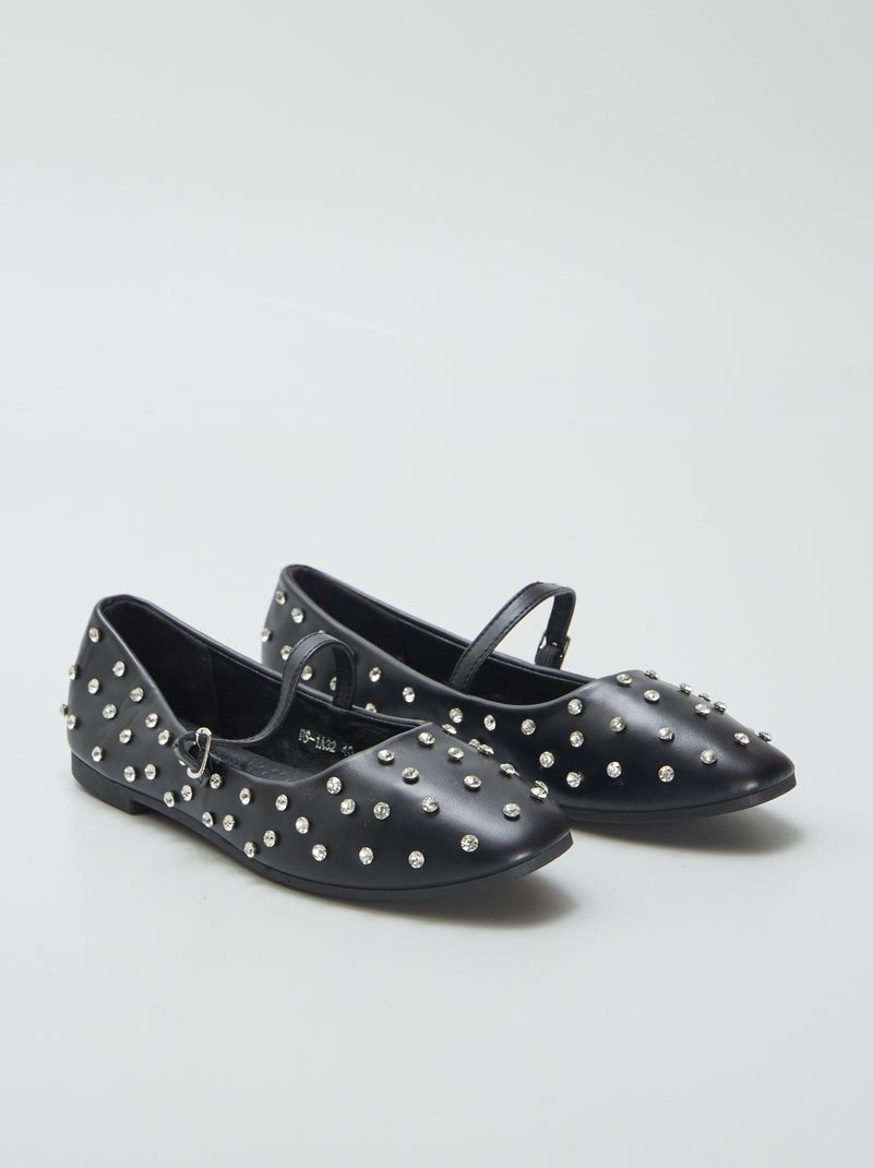 Ballerines avec strass Noir - Kiabi