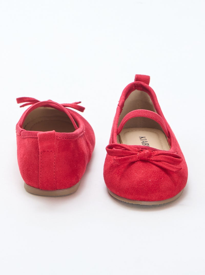 Ballerines en suédine à bride Rouge - Kiabi