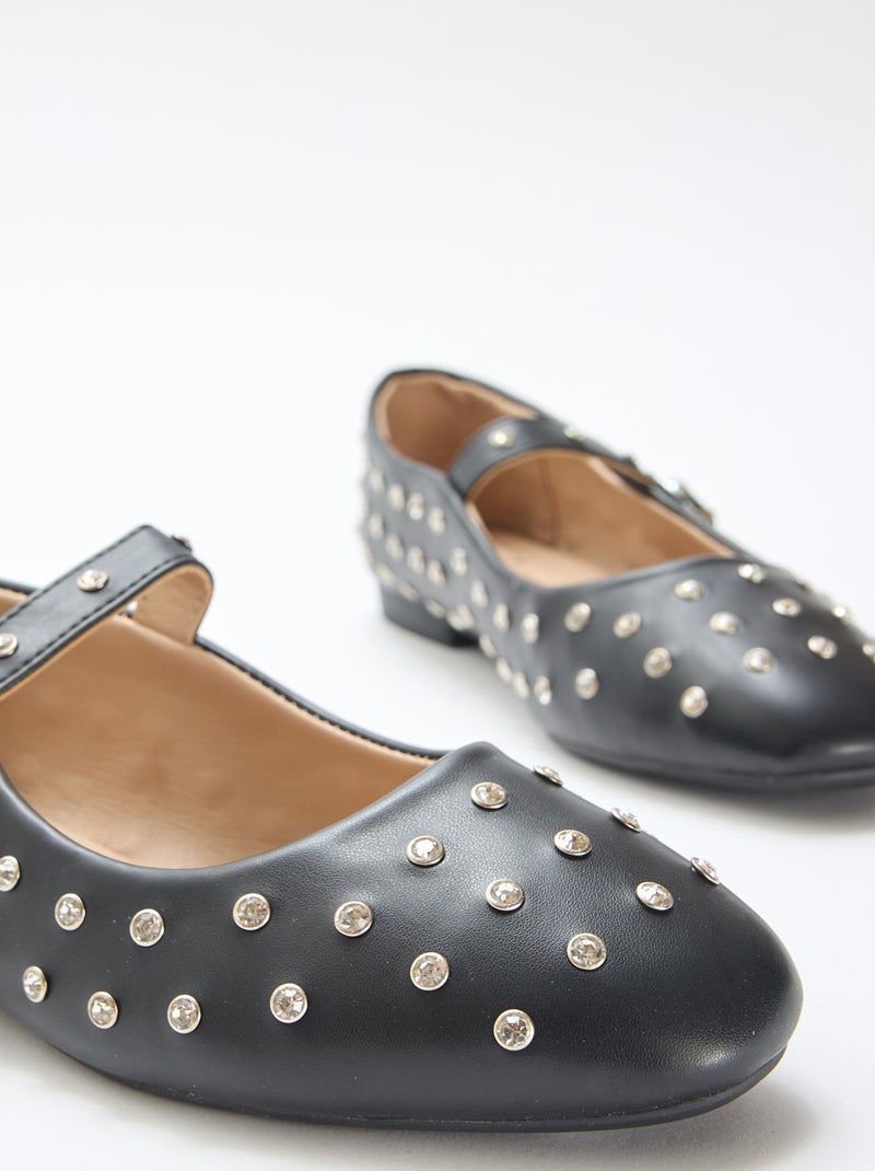 Ballerines en suédine cloutées Noir - Kiabi