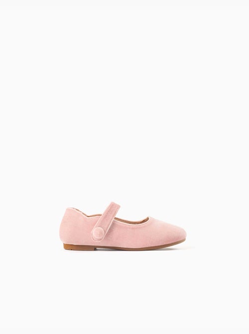 Ballerines en velours avec fermeture à scratch - Kiabi