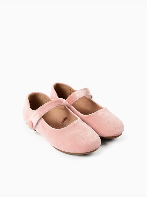 Ballerines en velours avec fermeture à scratch - Kiabi