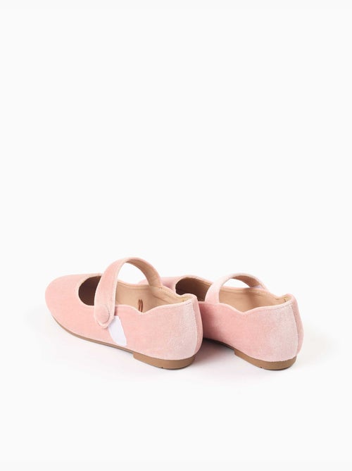 Ballerines en velours avec fermeture à scratch - Kiabi