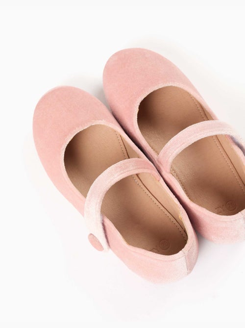 Ballerines en velours avec fermeture à scratch - Kiabi