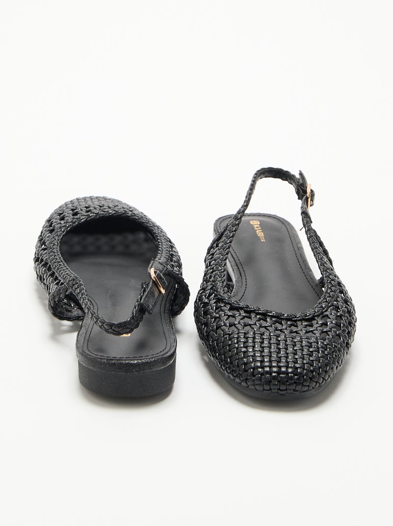 Ballerines ouvertes tressées Noir - Kiabi