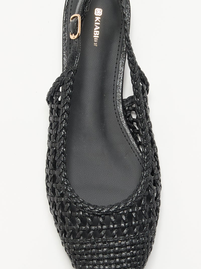 Ballerines ouvertes tressées Noir - Kiabi