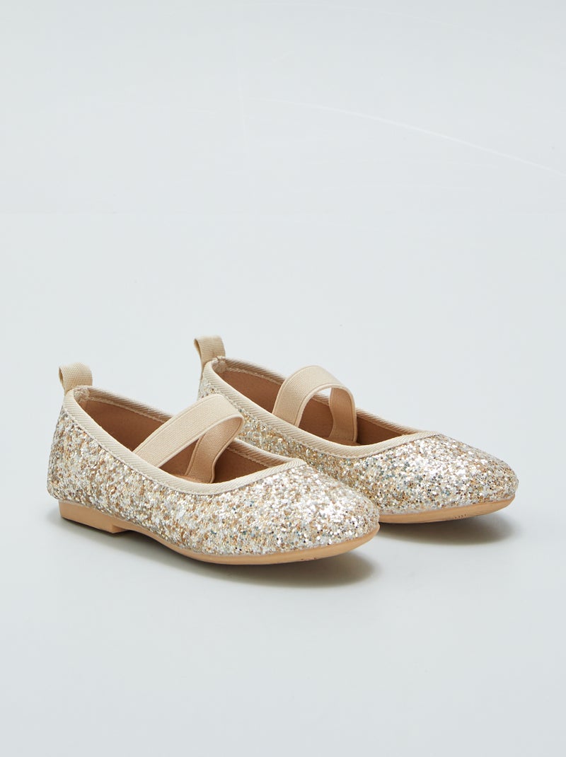 Ballerines pailletées à lanière élastique Beige - Kiabi