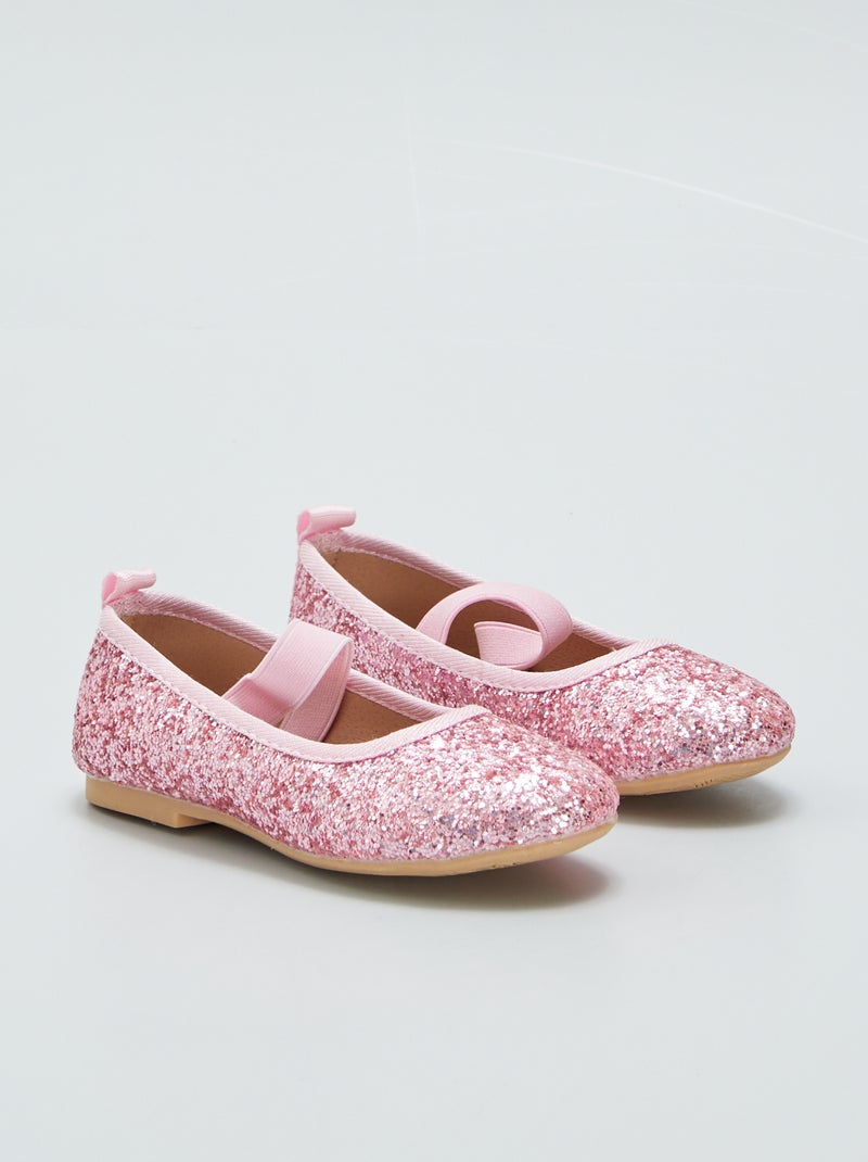 Ballerines pailletées à lanière élastique Rose - Kiabi