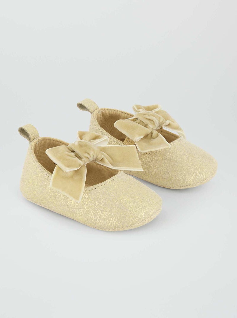 Ballerines pailletées avec nœud Beige - Kiabi