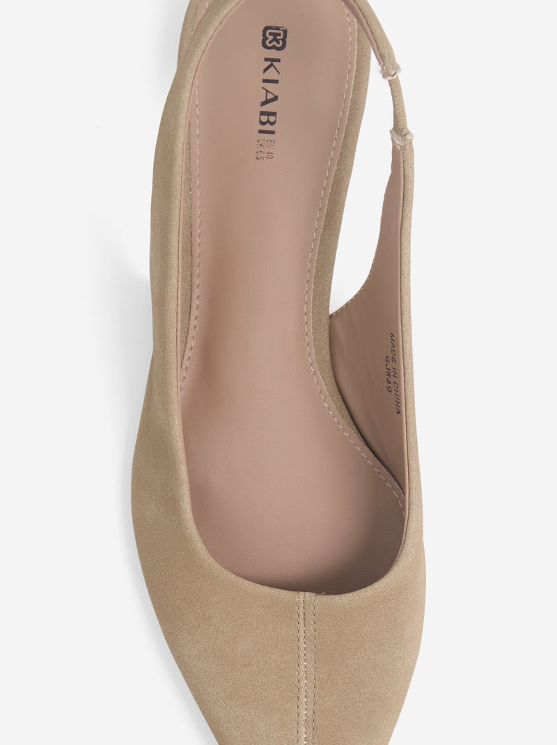 Ballerines slings unies Marron - Kiabi