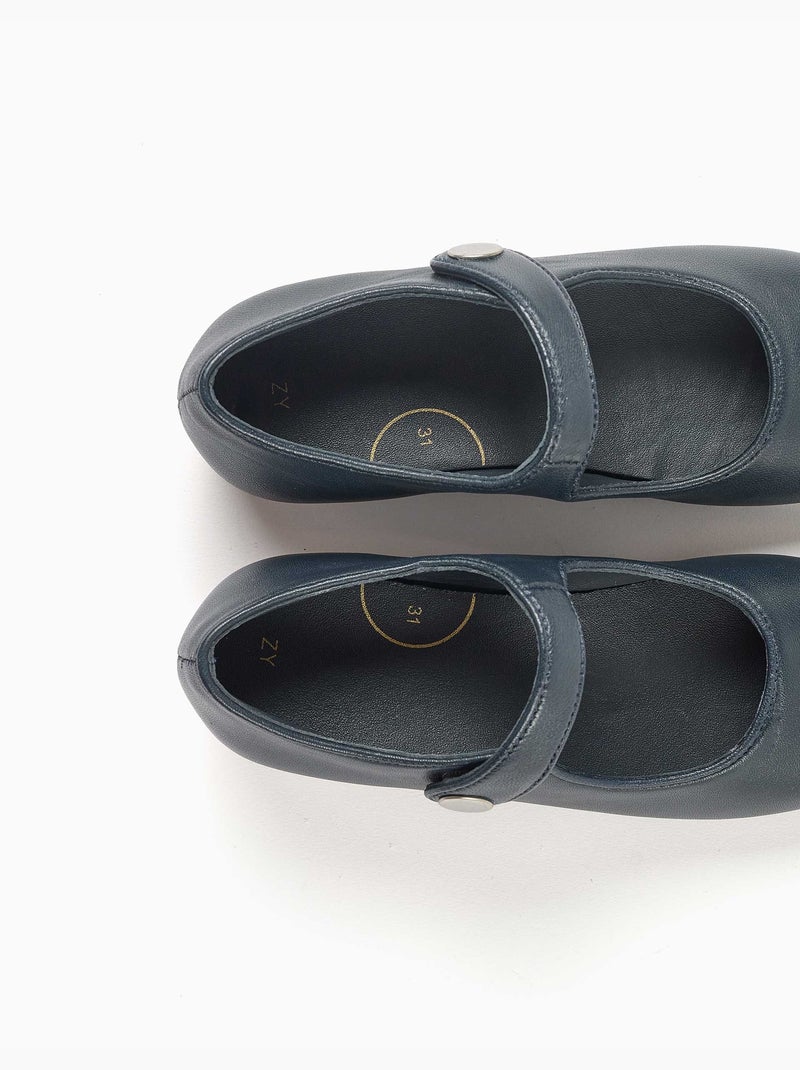 Ballerines style mary jane en cuir Bleu Bleu - Kiabi