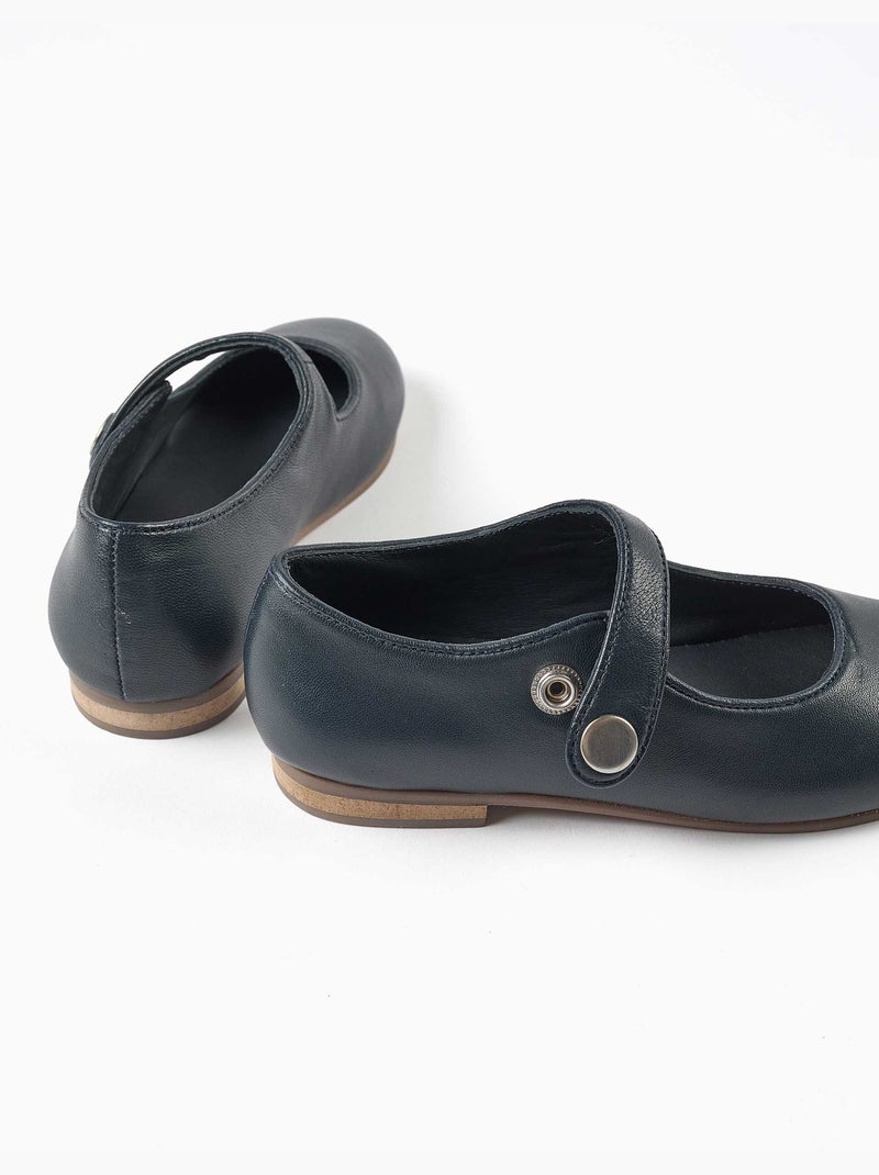 Ballerines style mary jane en cuir Bleu Bleu - Kiabi