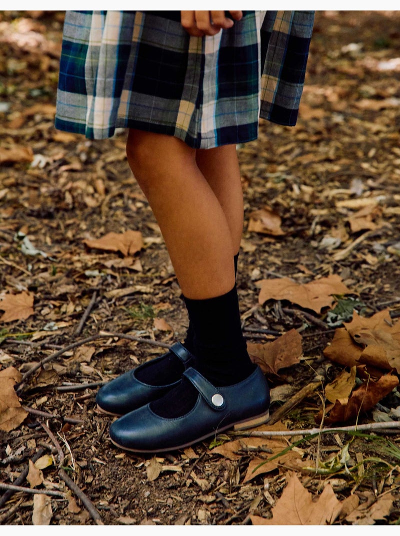 Ballerines style mary jane en cuir Bleu Bleu - Kiabi