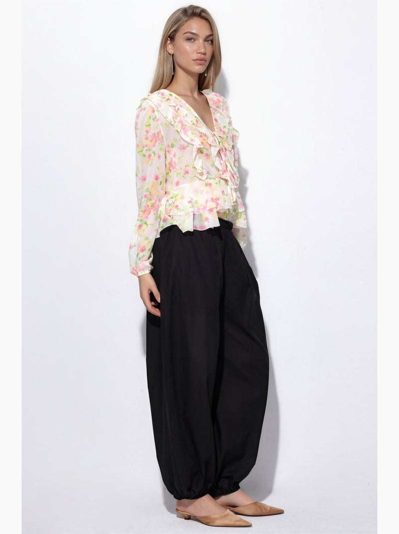 Ballonbroek met elastische taille busem Zwart - Kiabi