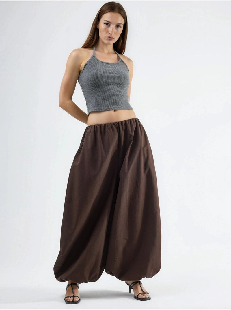 Ballonbroek met elastische tailleband busem Chocoladebruin - Kiabi
