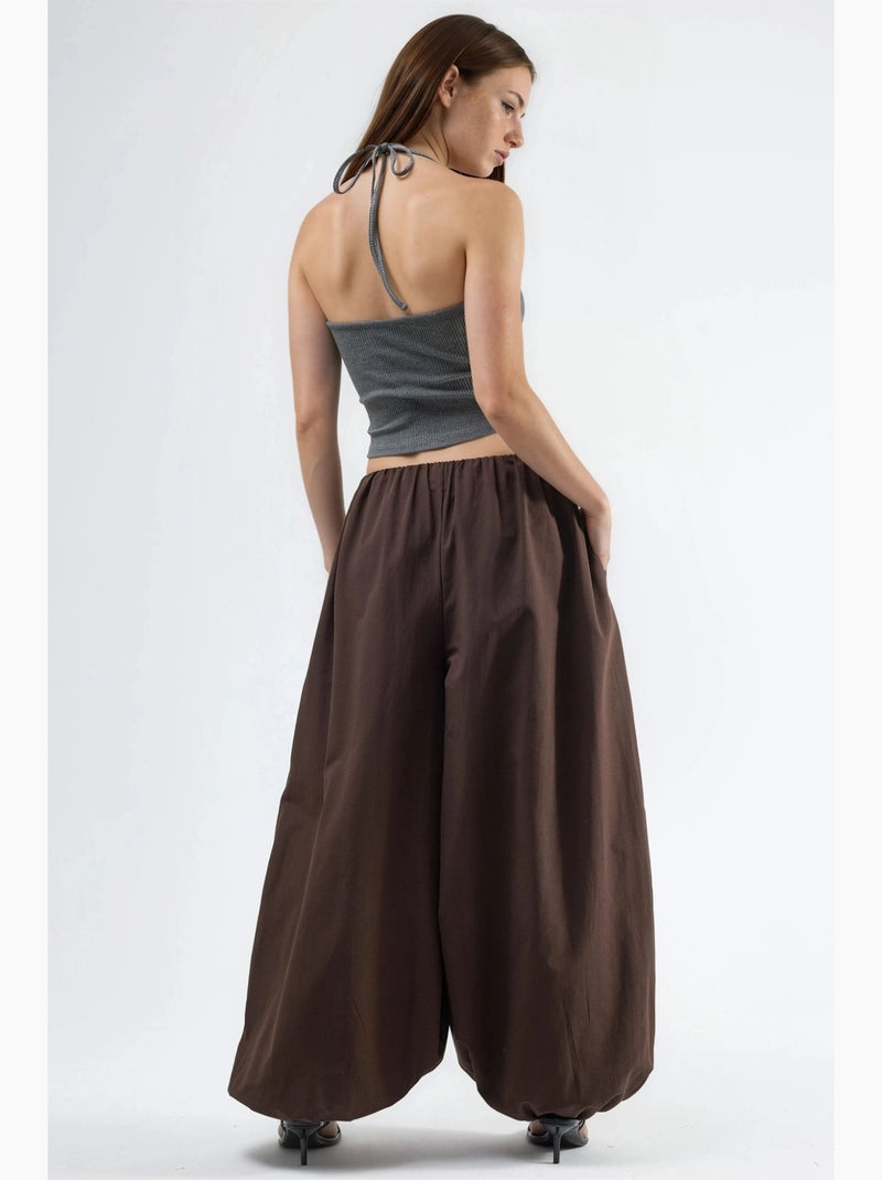 Ballonbroek met elastische tailleband busem Chocoladebruin - Kiabi