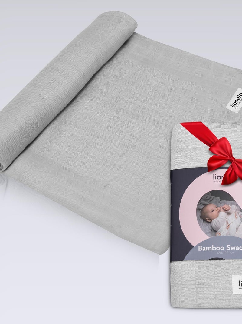 Bamboe hydrofiele doek 120 x 120 cm – LIONELO – 100% katoen – Hypoallergeen Grijs - Kiabi