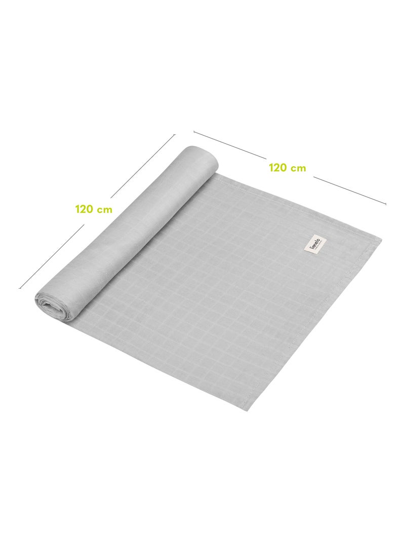 Bamboe hydrofiele doek 120 x 120 cm – LIONELO – 100% katoen – Hypoallergeen Grijs - Kiabi