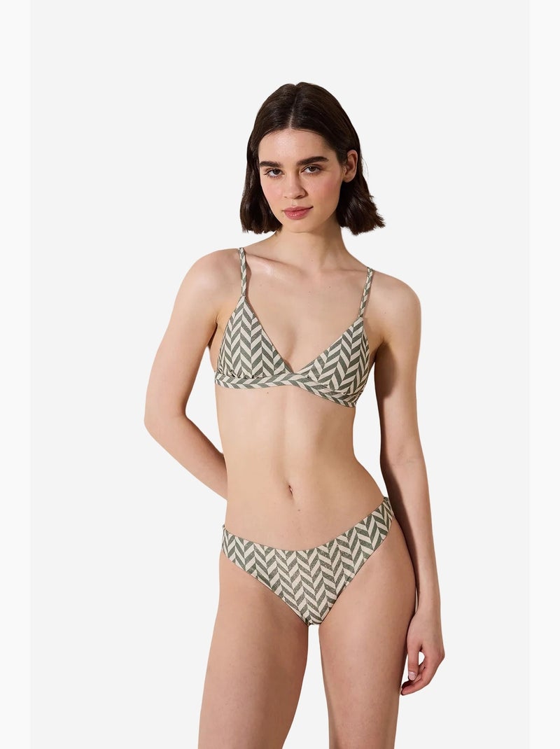Bamboe slip bikini broekje met glitters penti Groen - Kiabi