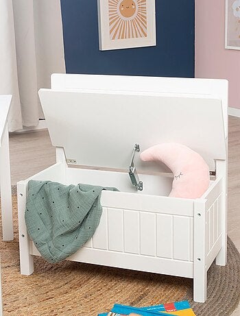 Banc-coffre à jouets en bois avec couvercle à fermeture douce - ROBA