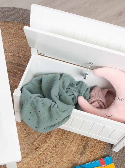 Banc-coffre à jouets en bois avec couvercle à fermeture douce - ROBA - Kiabi