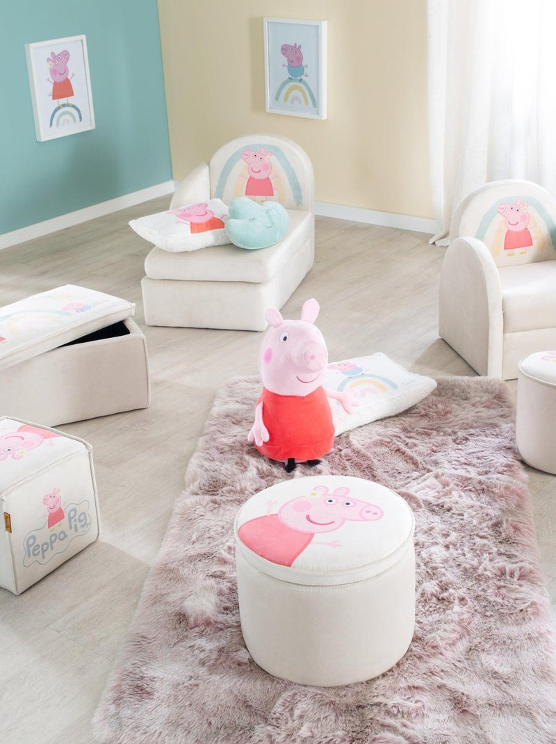 Banc coffre à jouets en bois et velours 'Roba Peppa Pig' Beige - Kiabi
